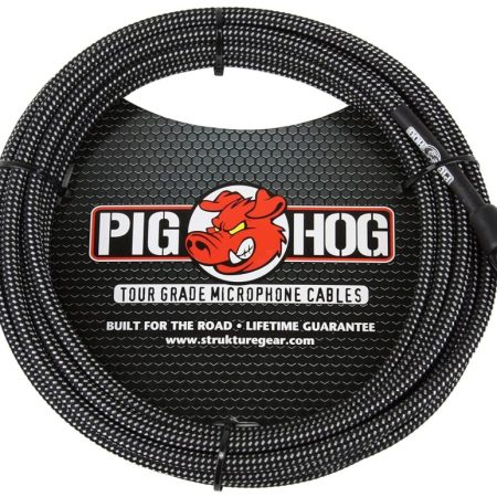 Pig Hog PHM10BKW Black/White Woven High Performance XLR Microphone Cable