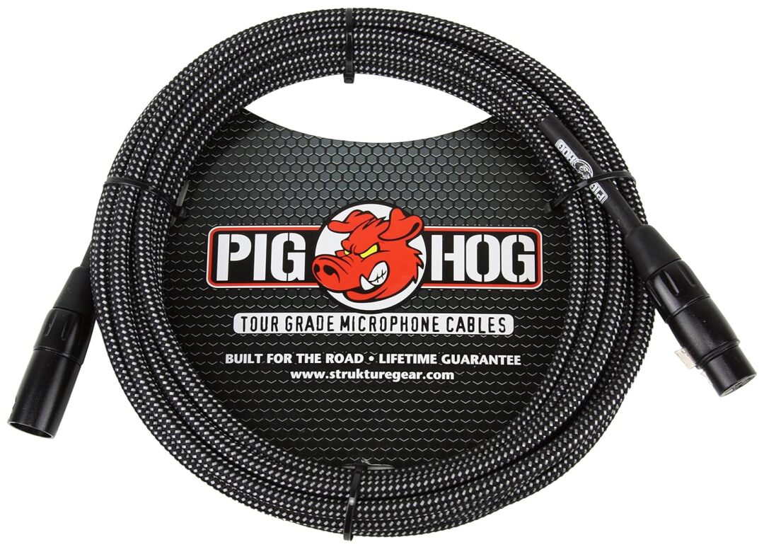 Pig Hog PHM10BKW Black/White Woven High Performance XLR Microphone Cable