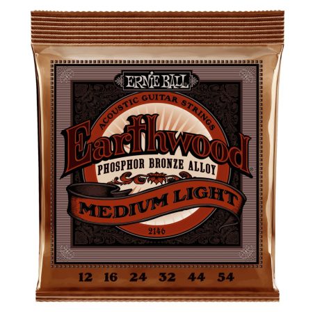 Earthwood Medium Light Phosphor Bronze Acoustic Guitar Strings - 12-54