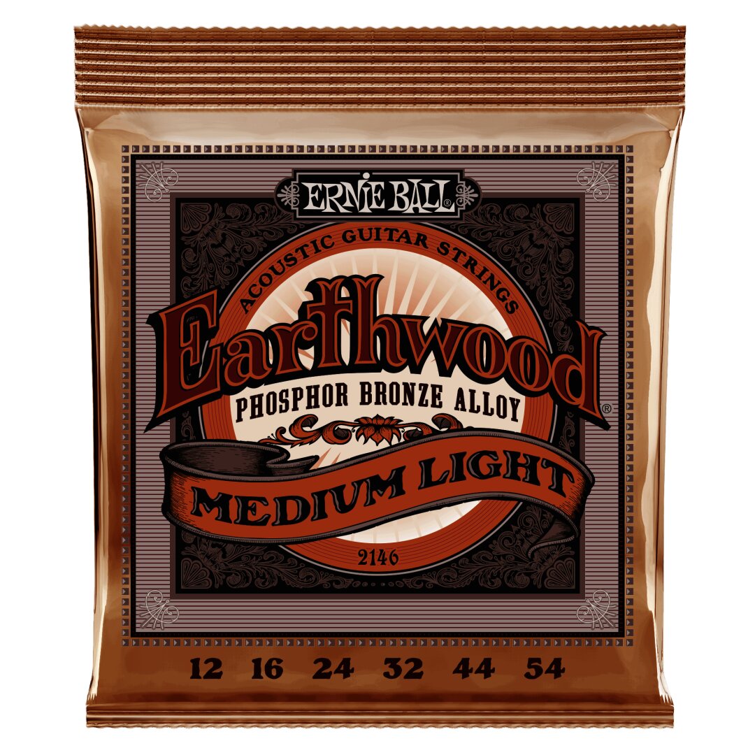 Earthwood Medium Light Phosphor Bronze Acoustic Guitar Strings - 12-54
