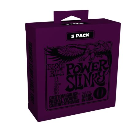 Power Slinky Nickel Wound Electric Guitar Strings 3 Pack - 11-48 Gauge