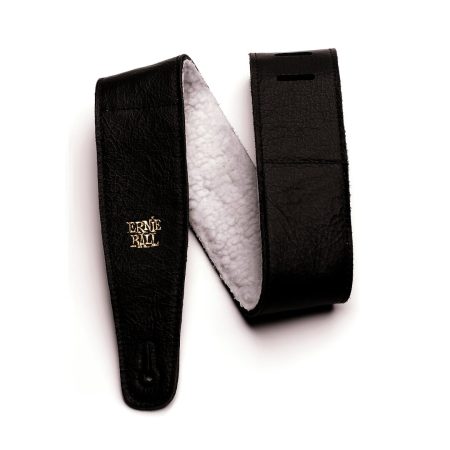 2.5" Adjustable Italian Leather Strap with Fur Padding - Black