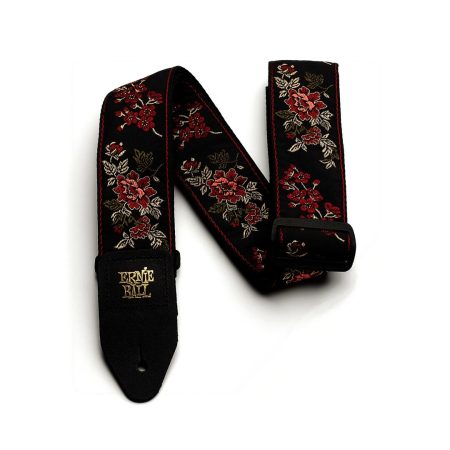 Red Rose Jacquard Guitar Strap