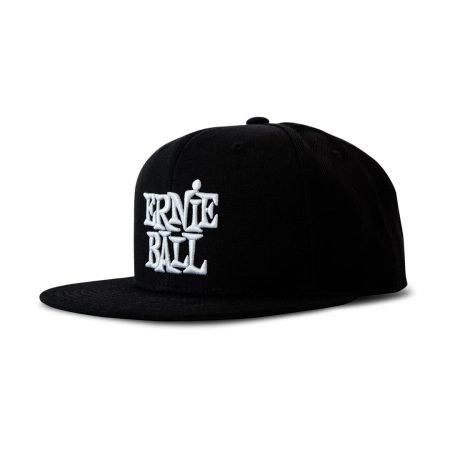 Black with White Stacked Ernie Ball Logo Hat