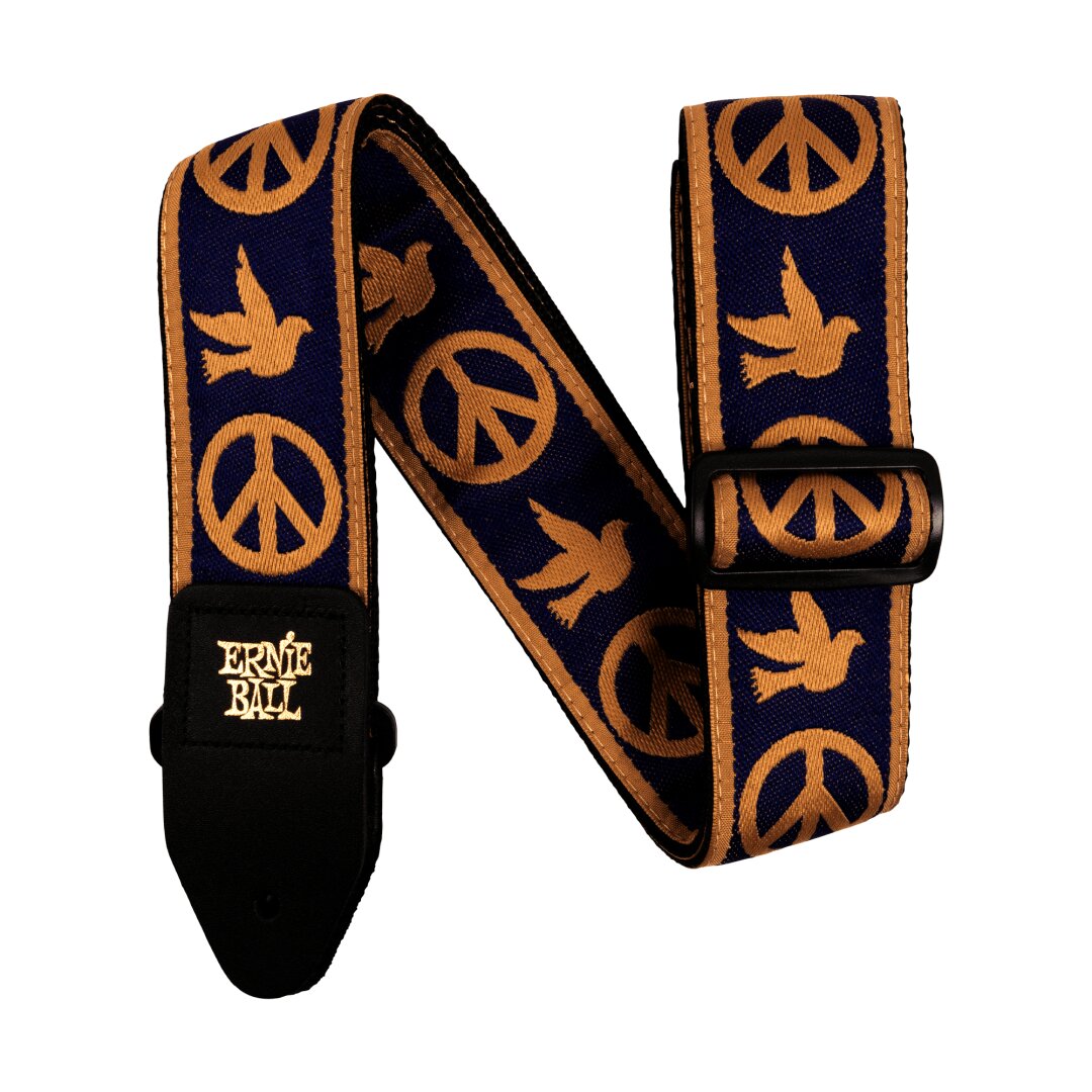 Ernie Ball Navy Blue and Beige Peace Love Dove Jacquard Strap