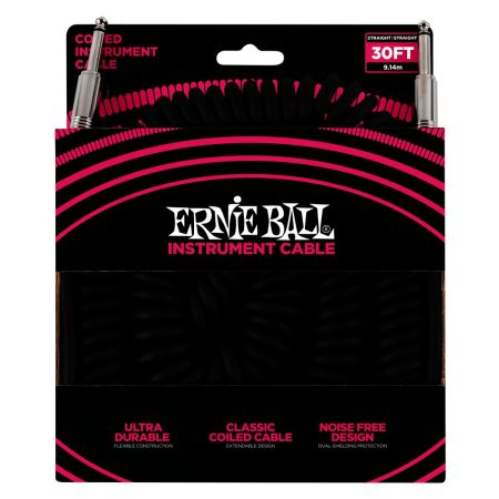 30' Coiled Straight / Straight Instrument Cable - Black