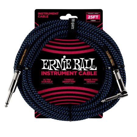 25' Braided Straight / Angle Instrument Cable - Black / Blue