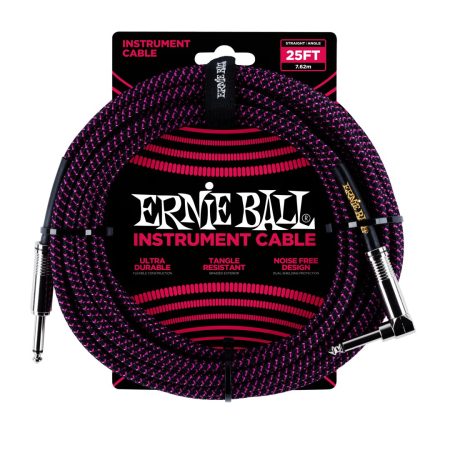 25' Braided Straight / Angle Instrument Cable - Black / Purple