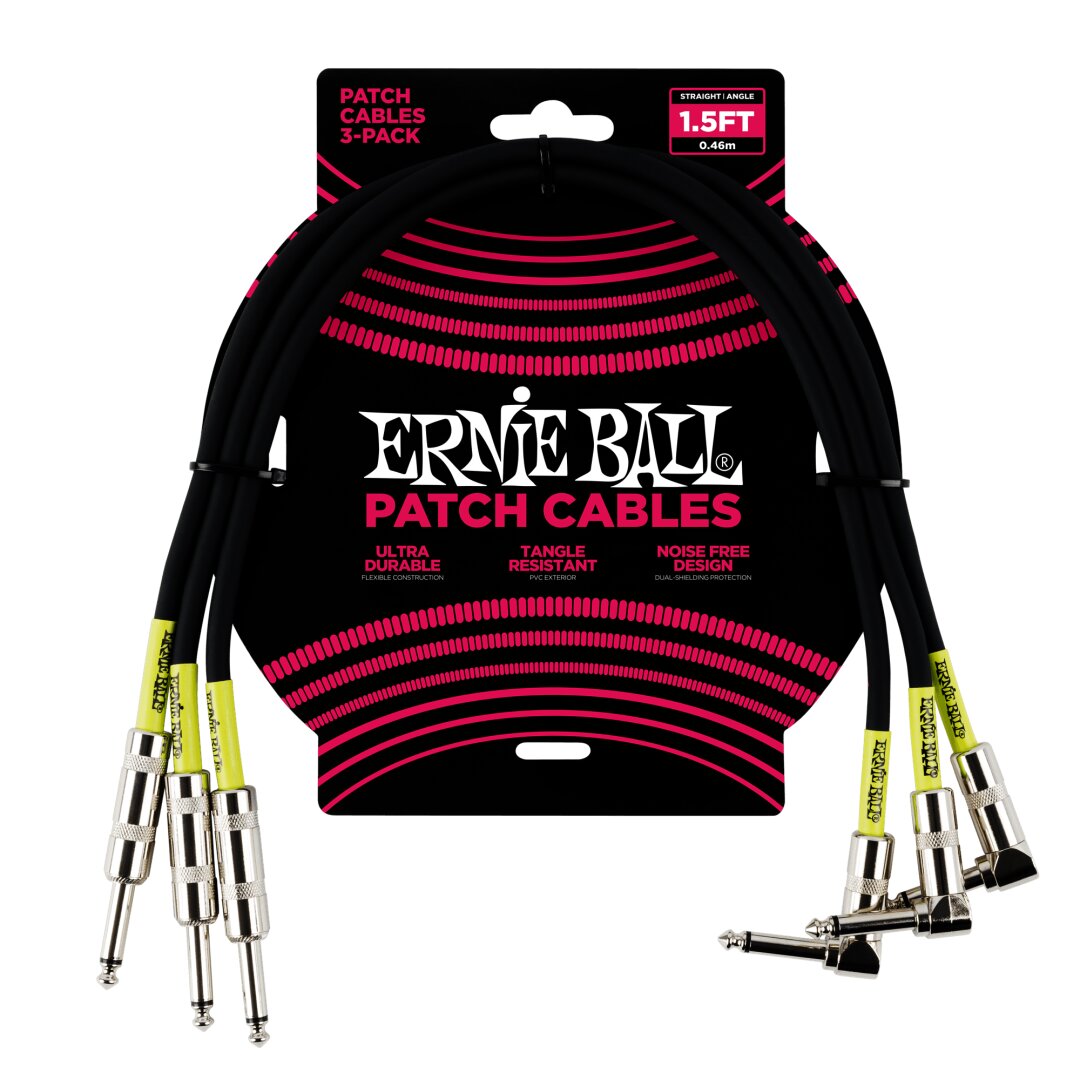 1.5' Straight / Angle Patch Cable 3-Pack - Black