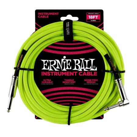 18' Braided Straight / Angle Instrument Cable Neon - Yellow